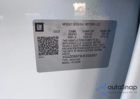 2018 Chevrolet Malibu Lt from USA, damaged, VIN 1G1ZD5ST8JF210207